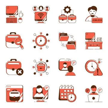 Set of Freelance Work Flat Icons Stock Illustration