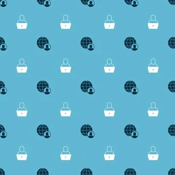 Set Freelancer and on seamless pattern. Vector Illustrazione stock