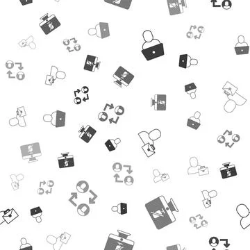 Set Freelancer, Mute microphone on computer, and Project team base on seamless 스톡 일러스트