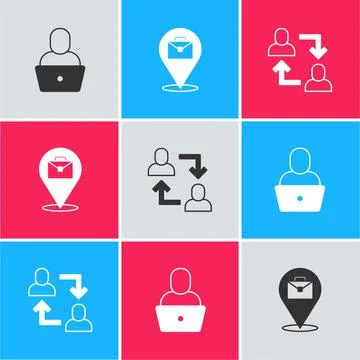 Set Freelancer, Online working and Project team base icon. Vector Stock Illustration