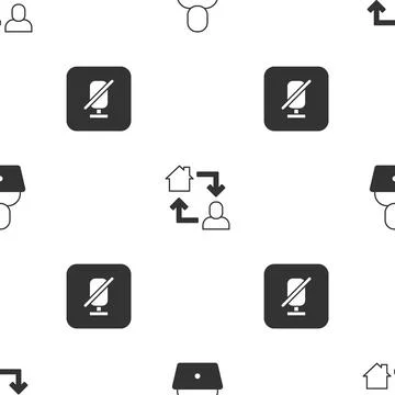 Set Freelancer, Online working and Mute microphone on seamless pattern. Vecto Illustrazione stock