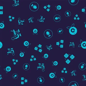 Set Freelancer, Web camera, Microphone and Meeting on seamless pattern. Vector Stock Illustration