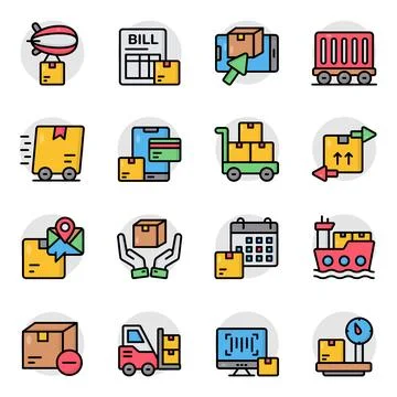 Set of Freight Flat Icons Stock Illustration
