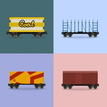 Set of Freight Rail Transport Stock Illustration