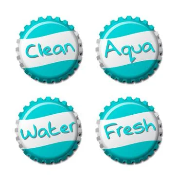 Set of fresh bottle caps isolated on white background Stock Illustration