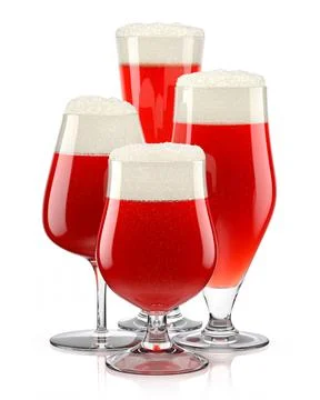 Set of fresh draft beer glasses with bubble froth isolated on white background. 스톡 일러스트