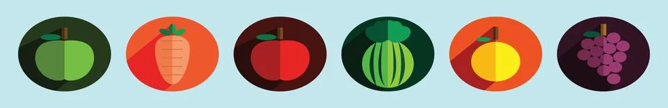 Set of fresh fruit and vegetable design template with various models. Stock Illustration