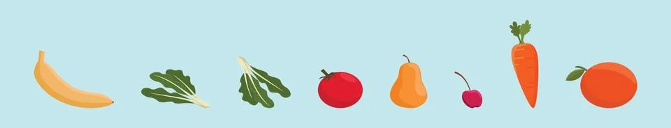 Set of fresh fruit and vegetable design template with various models Stock Illustration