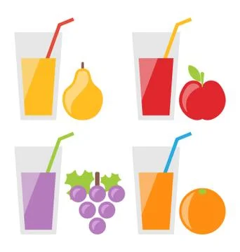 Set of Fresh Fruit Juices Stock Illustration