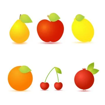 Set of fresh fruit on a white background. Stock Illustration