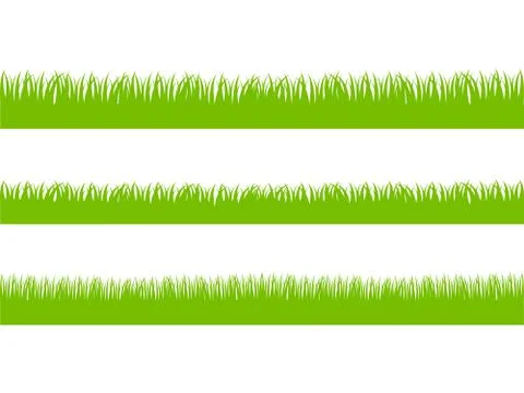 Set of Fresh Green Grass in Three Seamless Versions Stock Illustration