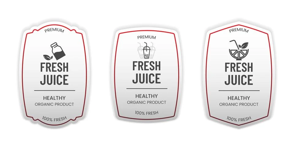 Set of Fresh Juice Label Vector Illustration for Product Packaging Stock Illustration