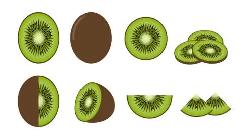 Set of fresh kiwi fruit isolated on white background - Vector illustration Stock Illustration