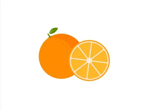 Set of fresh ripe half oranges with leaves. Stock Illustration