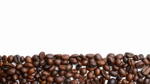 Set of fresh roasted coffee beans isolated on white background Stock Photos