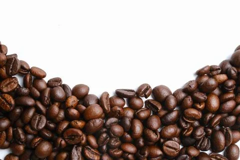 Set of fresh roasted coffee beans isolated on white background Stock Photos