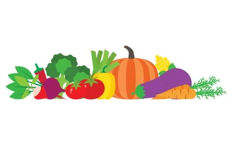 Set of fresh vegetables Stock Illustration