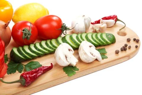 Set fresh vegetables isolated on white background. Stock Photos