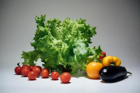 A set of fresh vegetables for making a useful salad for breakfast or lunch Stock Photos