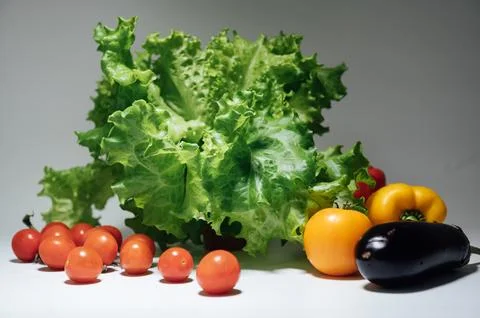 A set of fresh vegetables for making a useful salad for breakfast or lunch Stock Photos