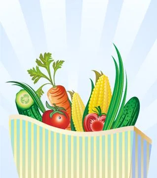 Set of fresh vegetables in package 스톡 일러스트