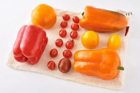 Set of fresh vegetables on a white background, top view Stock Photos