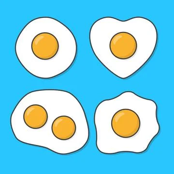 Set Of Fried Eggs Vector Icon Illustration. Omelette Egg Flat Icon Stock Illustration