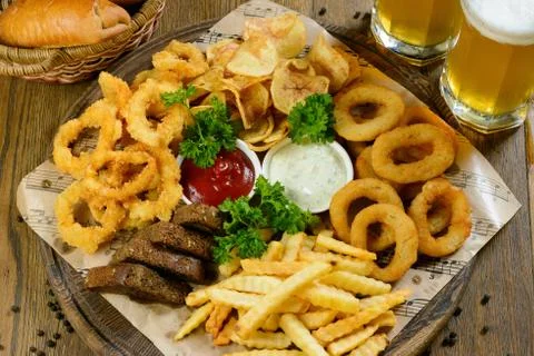 Set of fried snacks Stock Photos