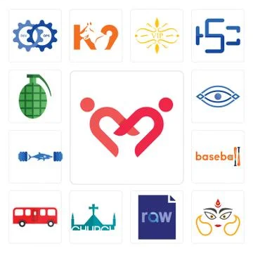 Set of friendship, durga, raw file, church, bus, baseball, gymshark, eye, gre Free Stock Illustration