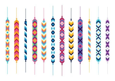 Set of friendship hippy bracelets Stock Illustration