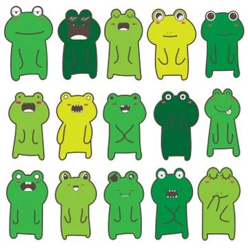 Set of frog character design. Vector illustration. Stock Illustration