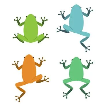 Set of frog in flat style, vector Stock Illustration