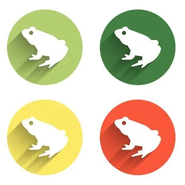 Set Frog icon isolated with long shadow background. Animal symbol. Color ci.. Stock Illustration