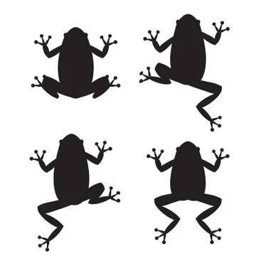 Set of frog silhouettes on white background Stock Illustration