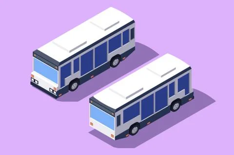 Set front and back view bus for transportation of people. Illustrazione stock