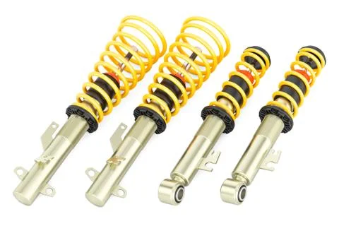 Set of front and rear shock absorbers, 3D rendering Stock Illustration