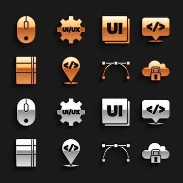 Set Front end development, Cloud computing lock, Bezier curve, Sketchbook or  イラスト素材