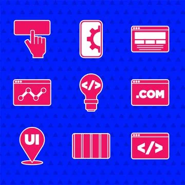 Set Front end development, Color palette guide, UI UX design, Website statistic 스톡 일러스트