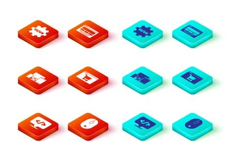 Set Front end development, Computer mouse, Monitor, mobile, tablet, Online Illustrazione stock