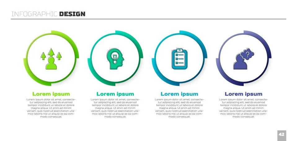 Set Front end development, Human with lamp bulb, To do list or planning and Head Ilustración de archivo