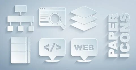 Set Front end development, Layers, Sketchbook or album, Web and graphic design 스톡 일러스트