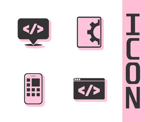 Set Front end development, , Mobile Apps and Web icon. Vector Illustrazione stock