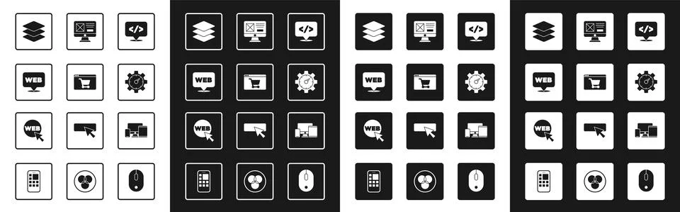 Set Front end development, Online shopping screen, Web and graphic design Stock Illustration