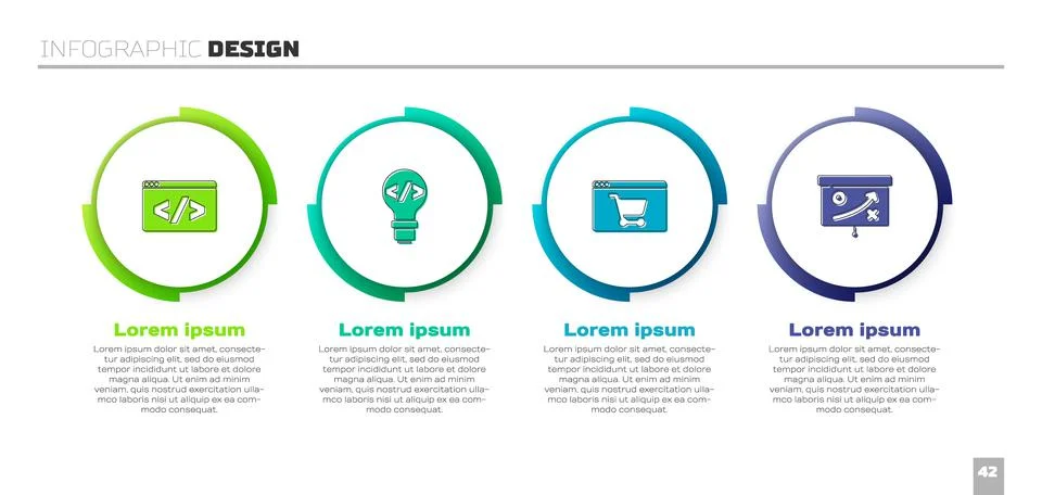 Set Front end development, , Online shopping screen and Planning strategy Stockillustratie