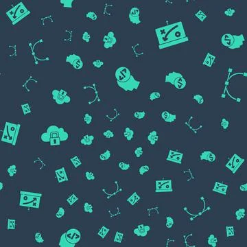 Set Front end development, Planning strategy concept, Cloud computing lock and Illustrazione stock