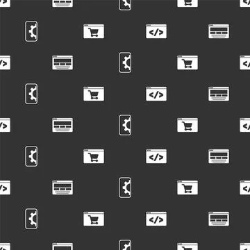 Set Front end development, UI or UX design, Web and Online shopping screen on Stock Illustration