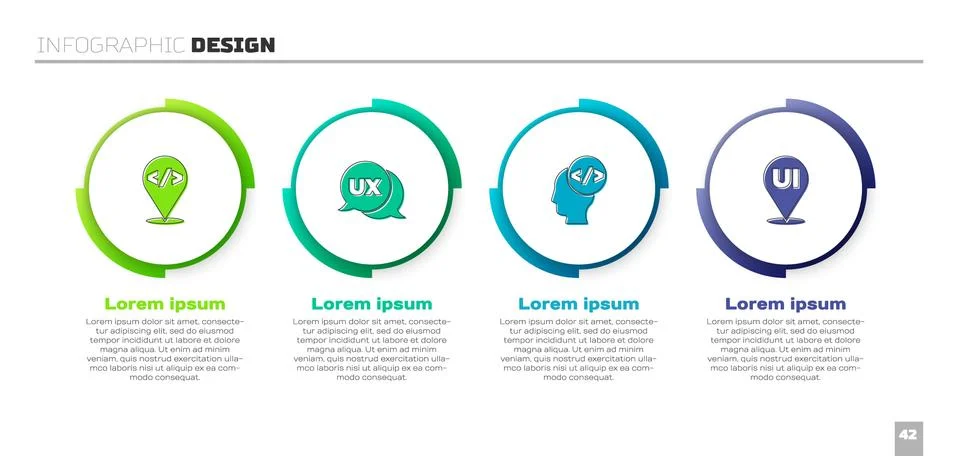 Set Front end development, UI or UX design, and . Business infographic template Stock Illustration