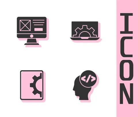 Set Front end development, UI or UX design, Web and icon. Vector Illustrazione stock