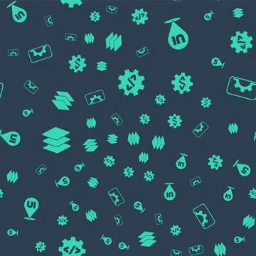 Set Front end development, UI or UX design, Layers and Web on seamless pattern Stock Illustration