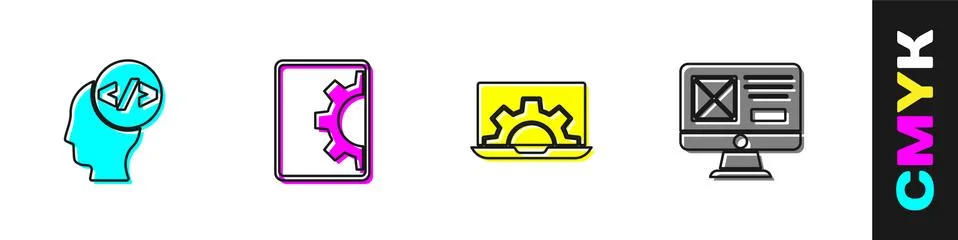 Set Front end development, Web, and UI or UX design icon. Vector Stock Illustration